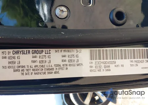 2012 Dodge Challenger Sxt из США, поврежденный, VIN 2C3CDYAG8CH232250